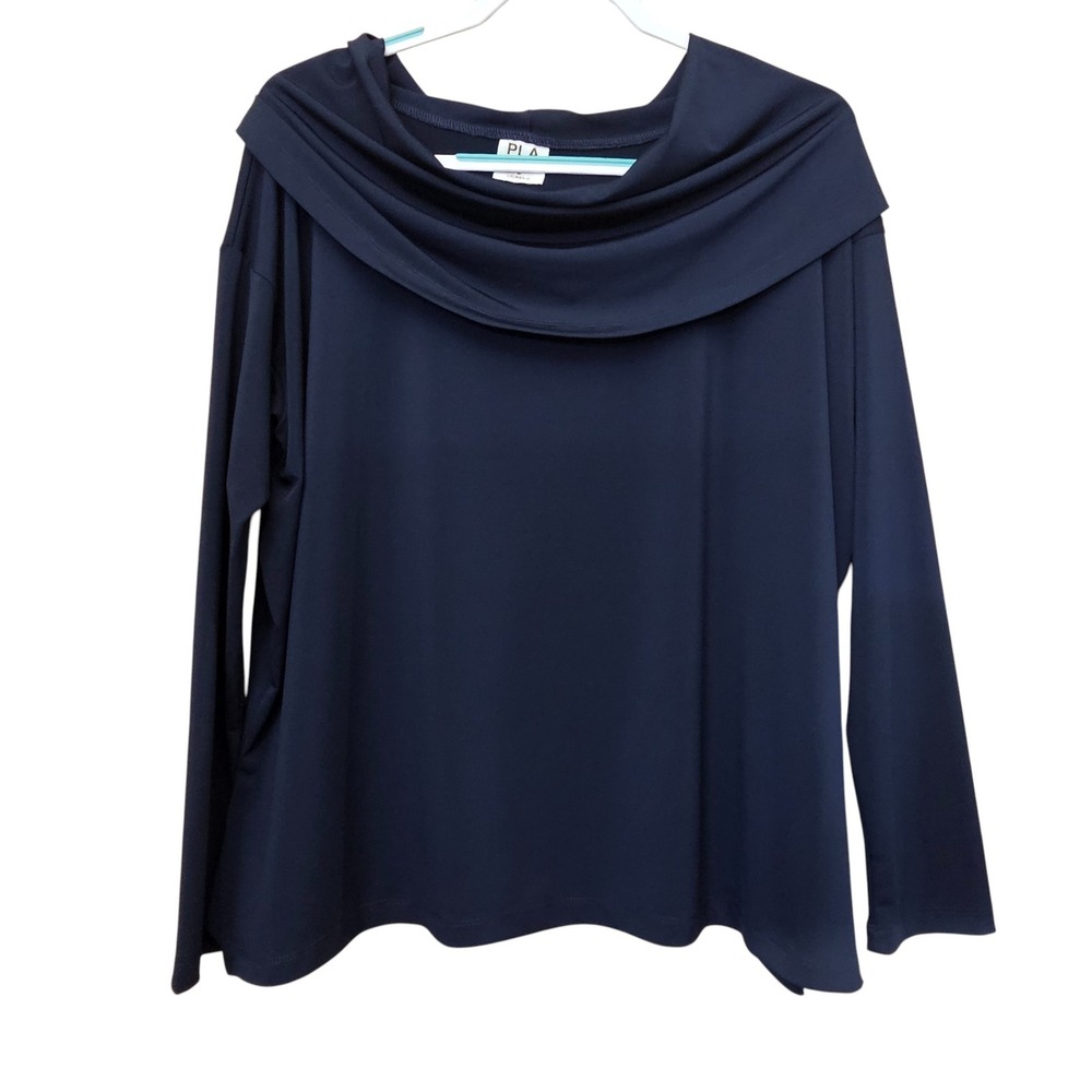 Planet by Lauren G Matte Jersey Cowl Neck Top 1 US Size 8 Midnight B Microfiber - Picture 2 of 10